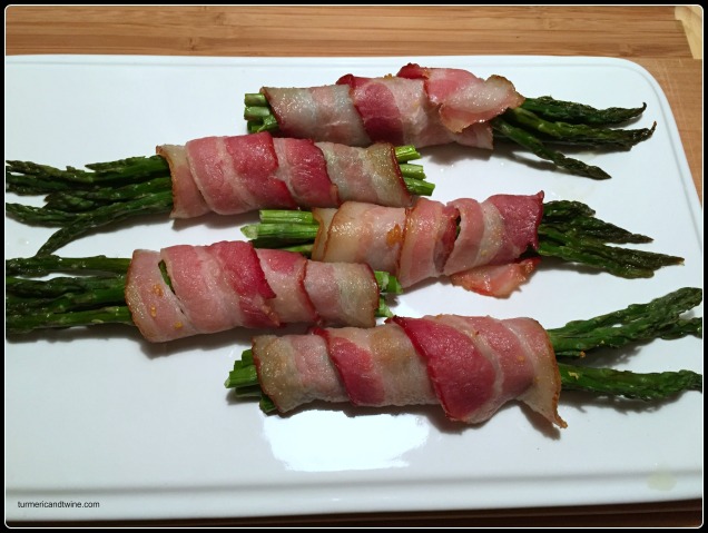 Lemon zested bacon wrapped asparagus plate