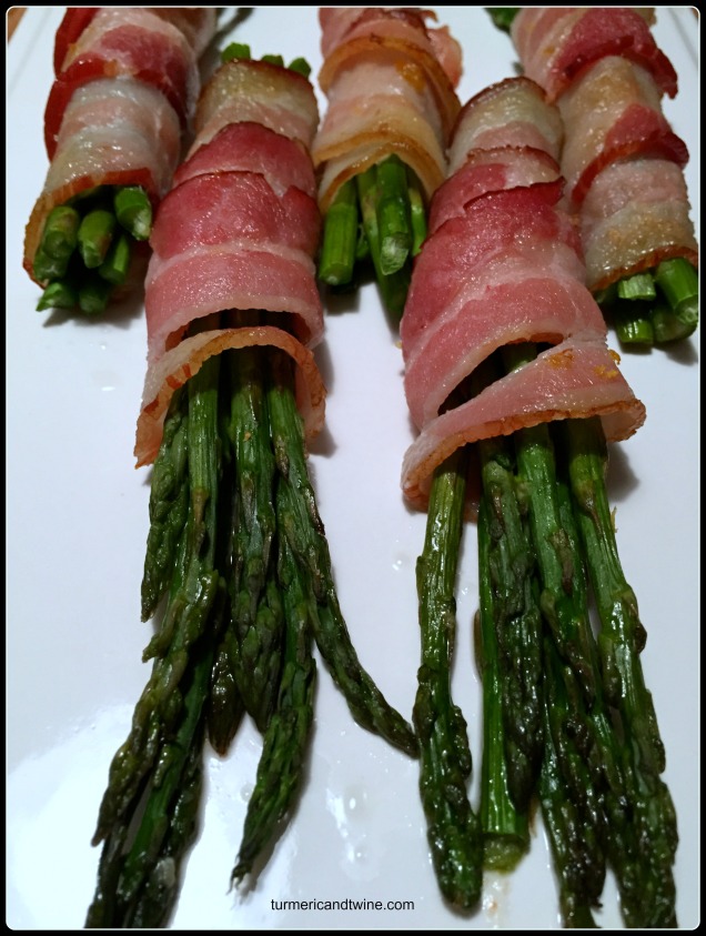 Lemon zested bacon wrapped asparagus